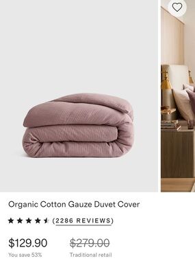 Quince Organic Cotton Gauze Duvet Cover — Dusty Mauve